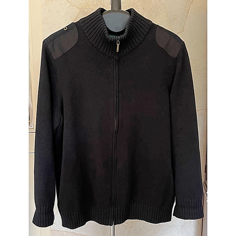 Lauren Ralph Lauren Zip Up Cardigan with Epaulettes - 2X